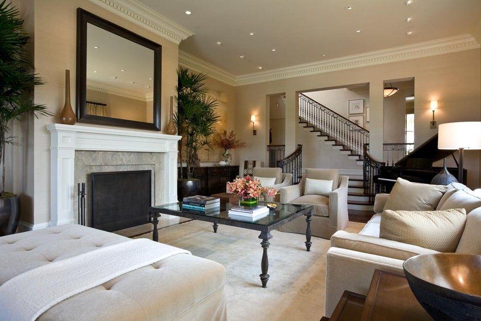 Hobby Lobby Mirrors for a Traditional Family Room with a Upholstered Ottoman and Marina Residence by Sutton Suzuki Architects