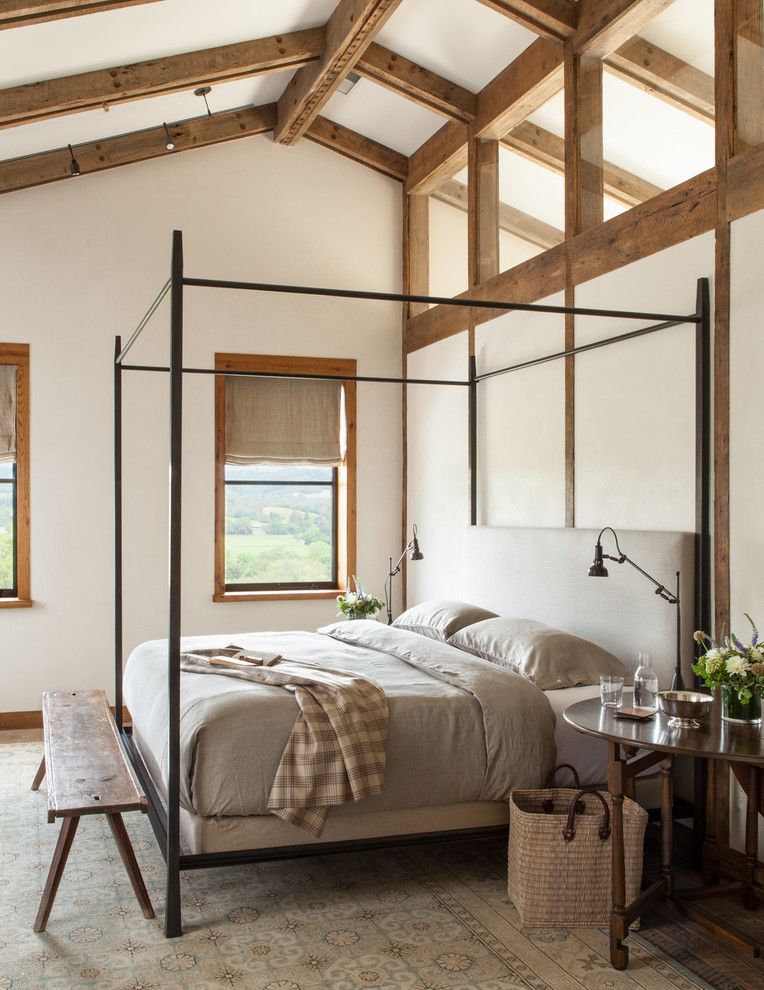 Holland and Sherry for a Farmhouse Bedroom with a Four Poster Canopy Bed and Healdsburg Ranch by Jute Interior Design