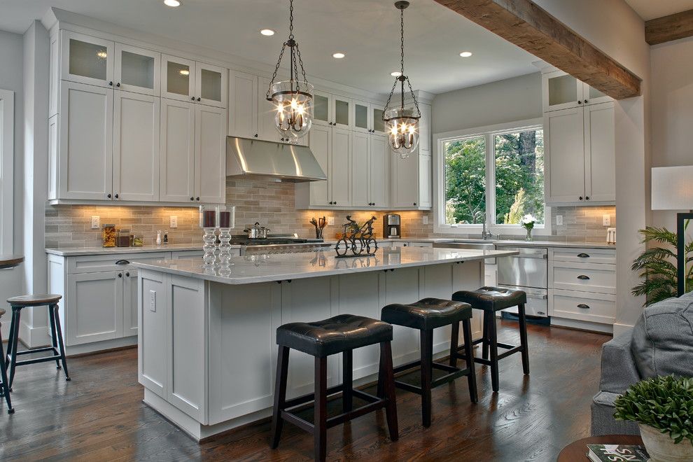 Holly Hunt Lighting for a Traditional Kitchen with a Double Drawer Dishwasher and Highland Terrace by Epic Development