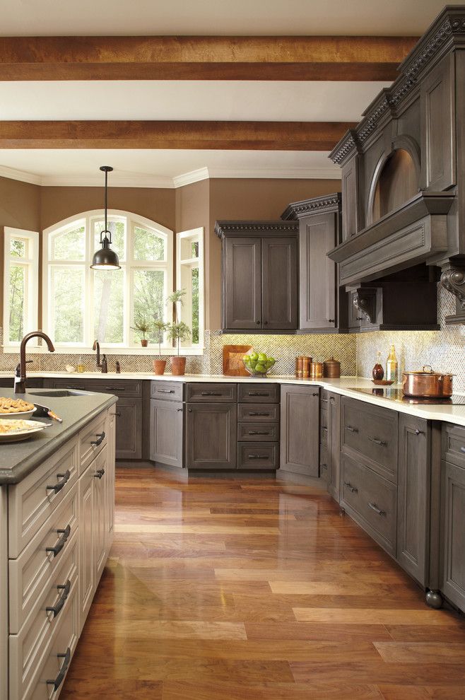 Homecrest Cabinetry for a Traditional Kitchen with a Wood Beams and Kitchen Cabinetry by Thomas Home Center