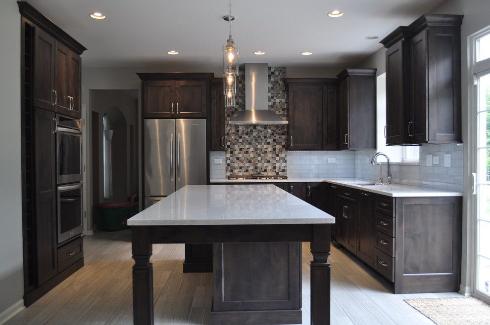 Homewerks for a Transitional Kitchen with a Grey and White Cabinetry and Minooka Kitchen by Homewerks