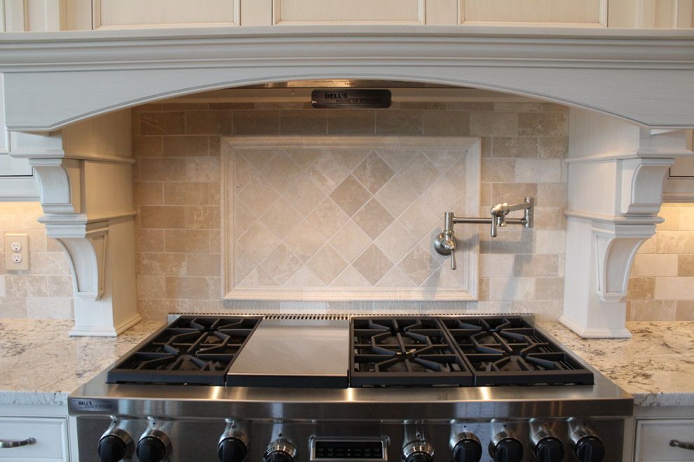 Honed Marble for a Traditional Kitchen with a Backsplash and Almond Beige Marble Collection by Best Tile