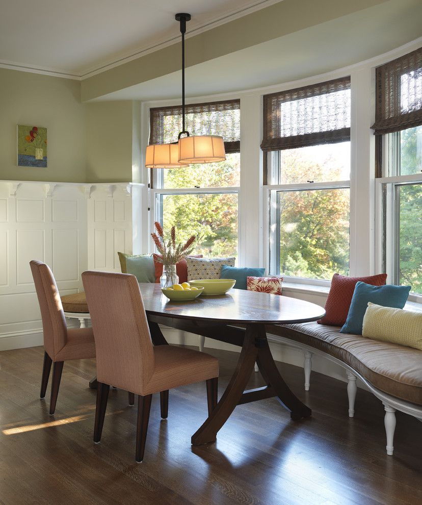 Horizons Window Fashions for a Traditional Kitchen with a Banquette and Kitchen by Rachel Reider Interiors