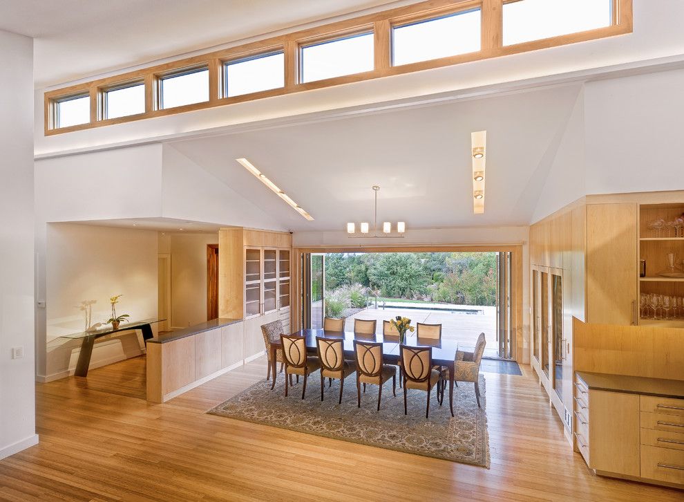 Hortons Lighting for a Contemporary Dining Room with a Open Floor Plan and Los Altos Residence by Matarozzi Pelsinger Builders