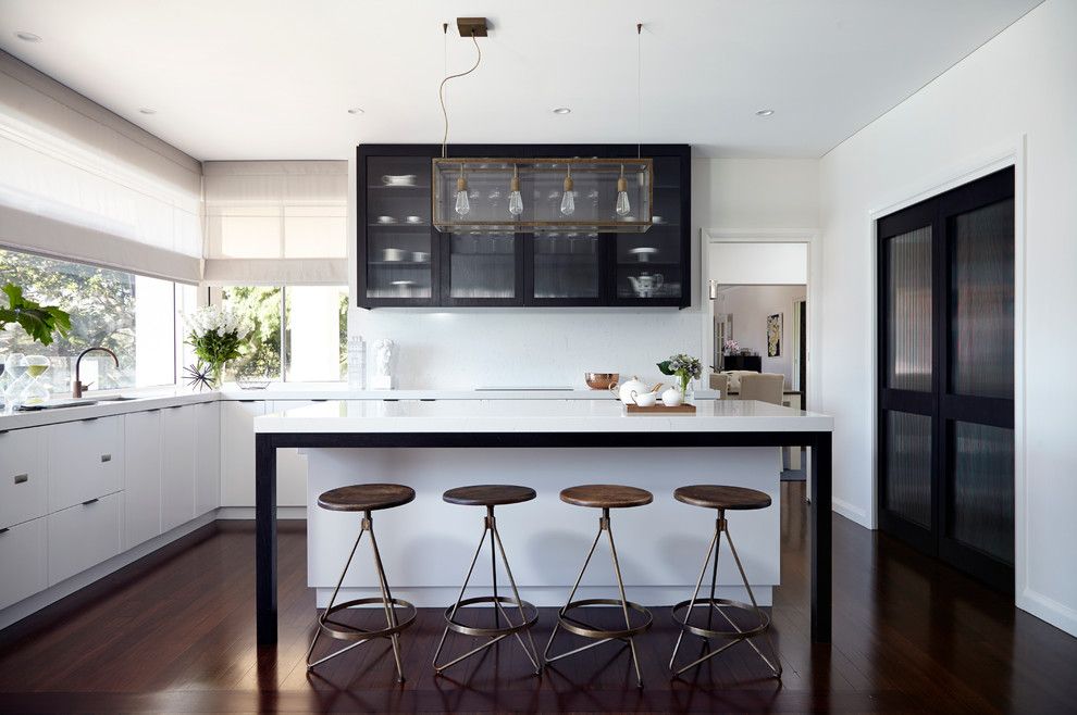 Hortons Lighting for a Transitional Kitchen with a New Homes and Light & White Kitchen | Bianco Venato Quartz by Wk Quantum Quartz