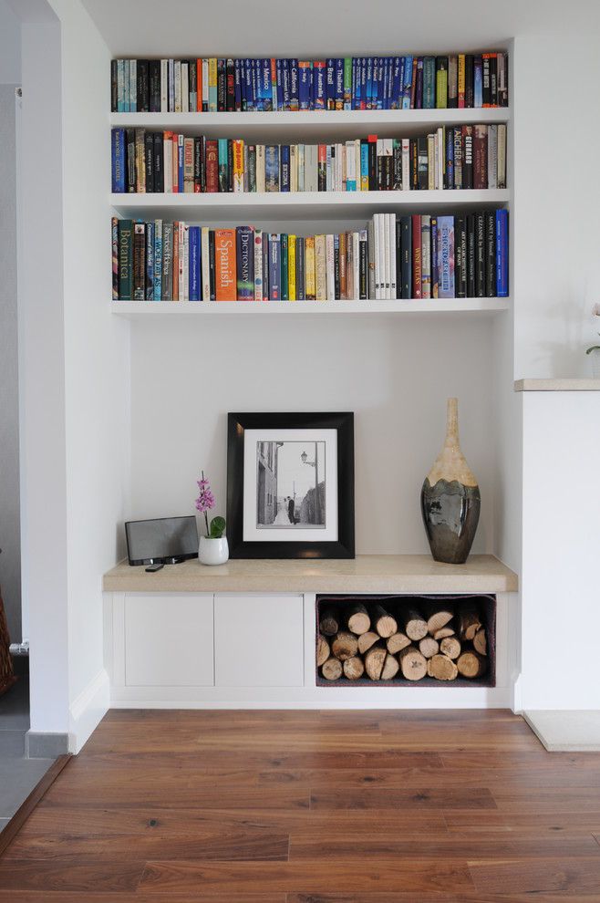 How to Build Floating Shelves for a Contemporary Living Room with a Bookshelves and Collection of Bespoke Fitted Furniture Projects by Claude Clemaron Bespoke Wood Interiors