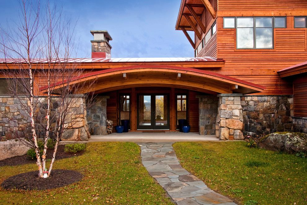 How to Clean Grout Lines for a Eclectic Entry with a Boulder and Saranac Lake House by Phinney Design Group