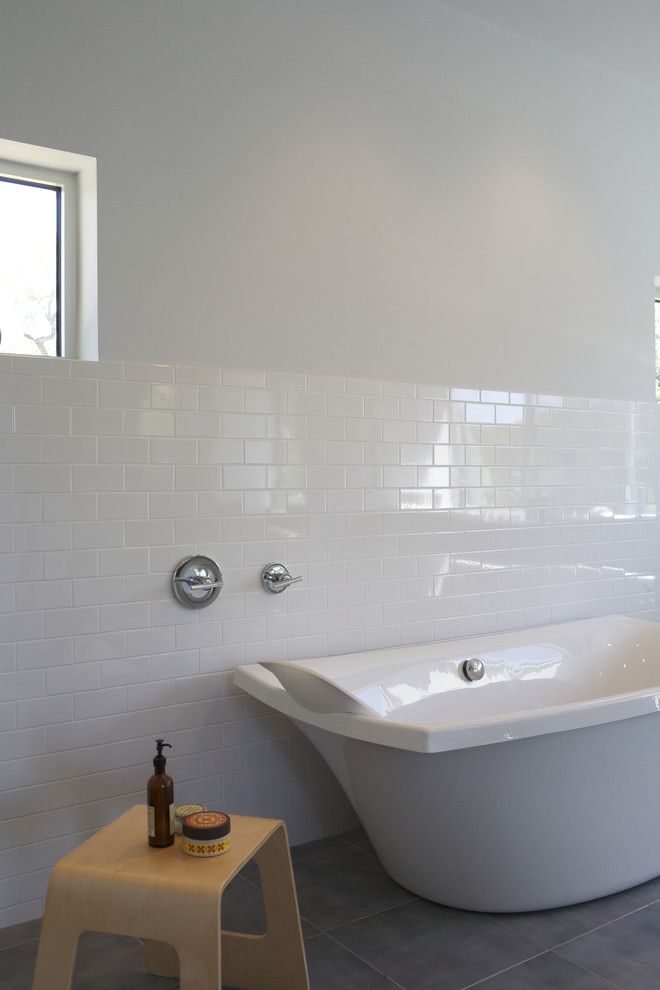 How to Clean Grout Lines for a Modern Bathroom with a Tile Flooring and Caudill Lane by Webber + Studio, Architects