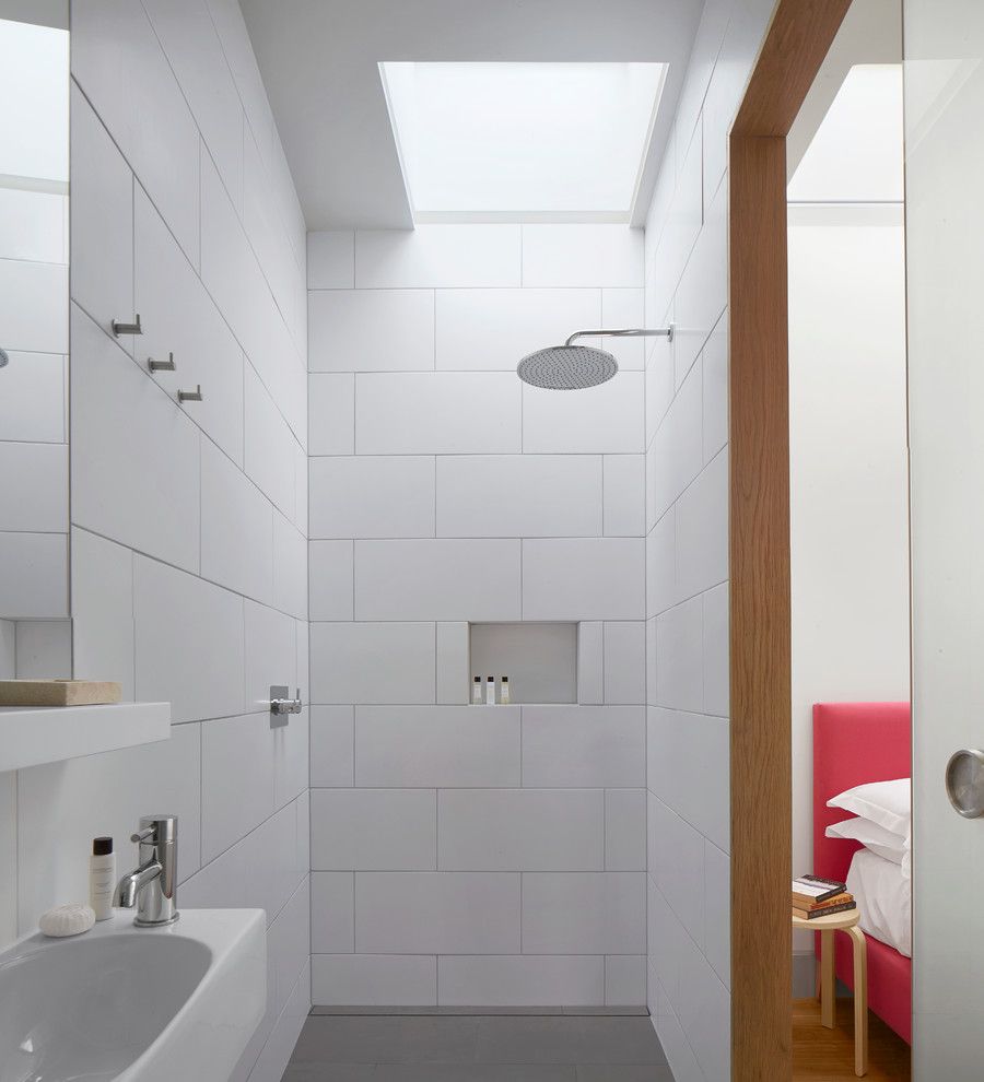 How to Clean Shower Grout for a Contemporary Bathroom with a Walk in Shower and Number 23 by Matt Architecture Llp