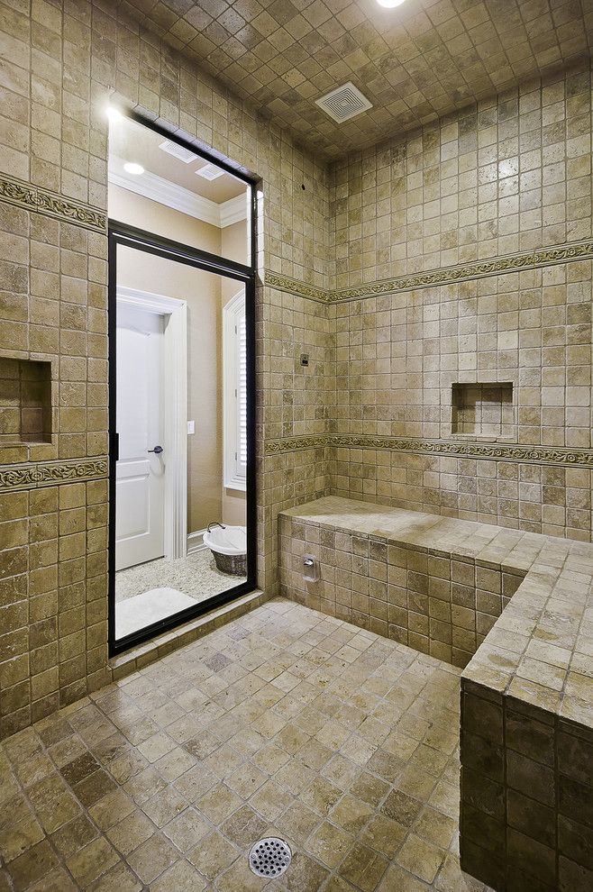 How to Clean Shower Grout for a Traditional Bathroom with a Private Hammam and Spa Shower with Steam Bath by Celtic Custom Homes