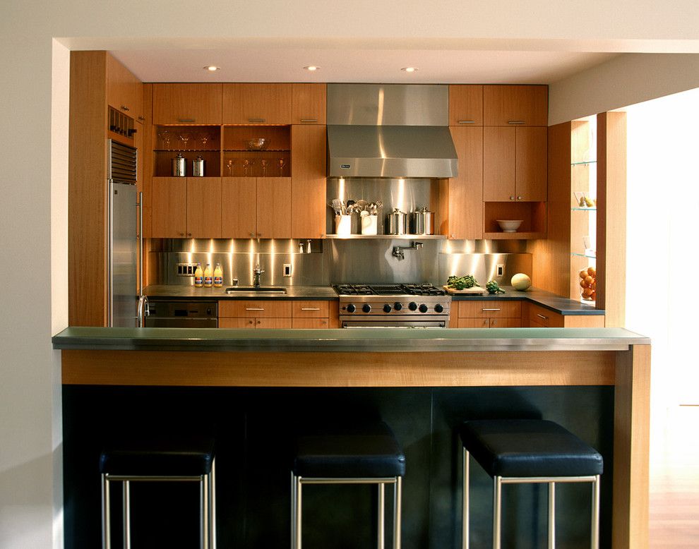 How to Clean Stainless Steel Refrigerator for a Contemporary Kitchen with a Breakfast Bar and Cary Bernstein Architect Eureka Valley Residence by Cary Bernstein Architect