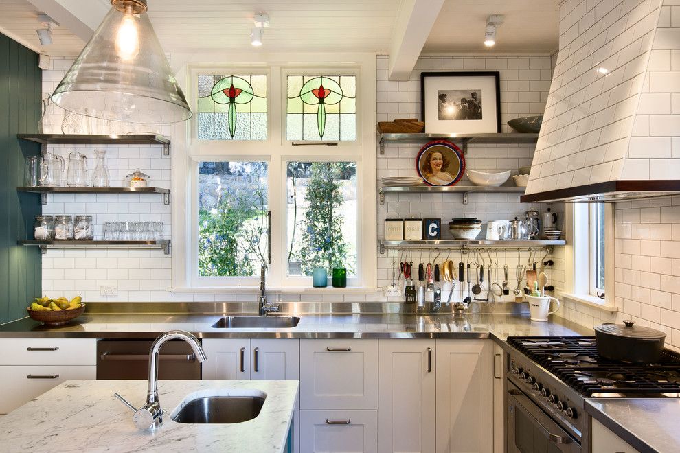 How to Clean Stainless Steel Refrigerator for a Victorian Kitchen with a Utensil Rack and Wellington Kitchen by Andrew Cox