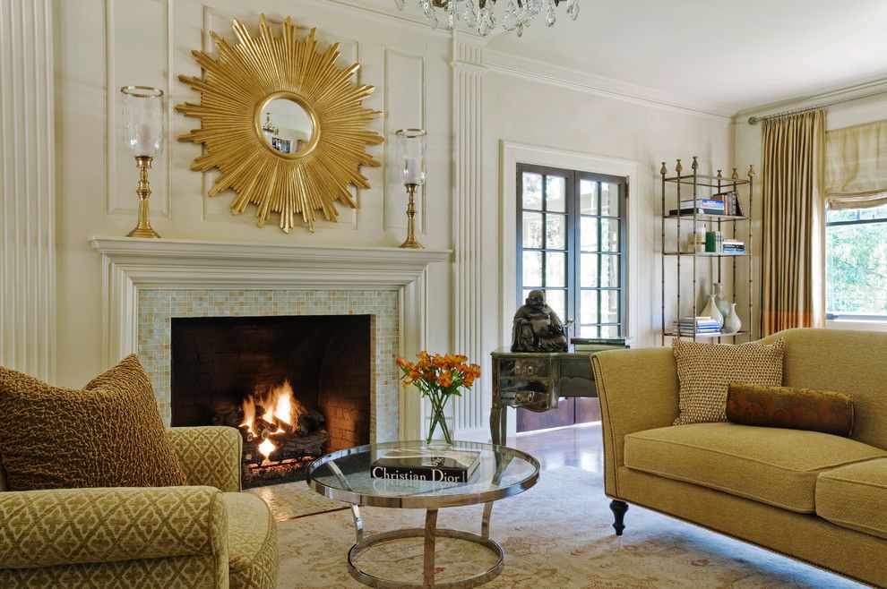 How to Decorate a Fireplace Mantel for a Traditional Living Room with a Chandelier and Masters Residence by Panageries