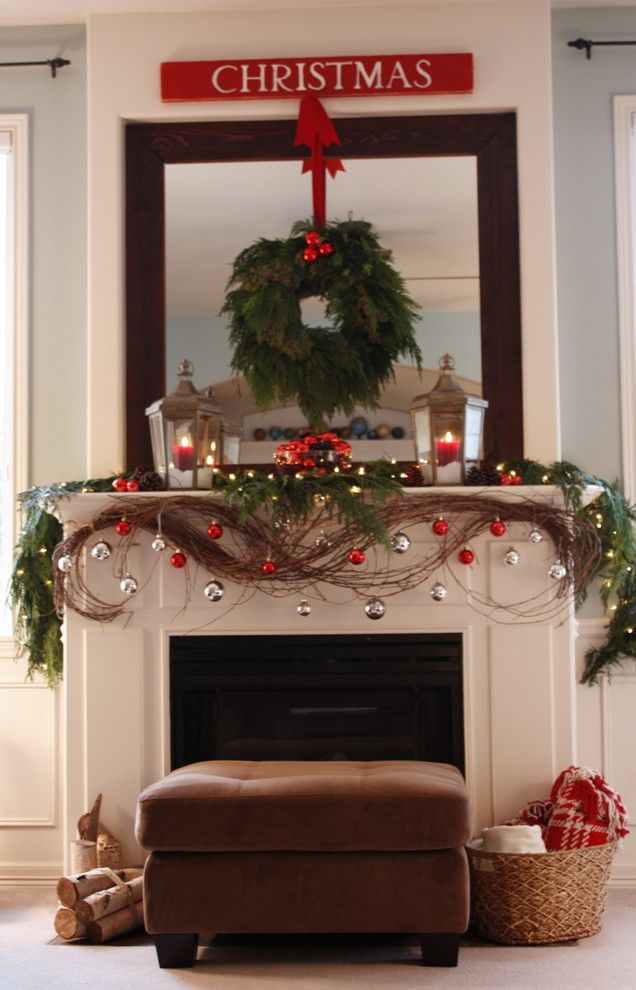 How to Decorate a Fireplace Mantel for a Traditional Living Room with a Christmas Decorations and Our Living Room Mantel   Christmas 2010... by It's the Little Things...