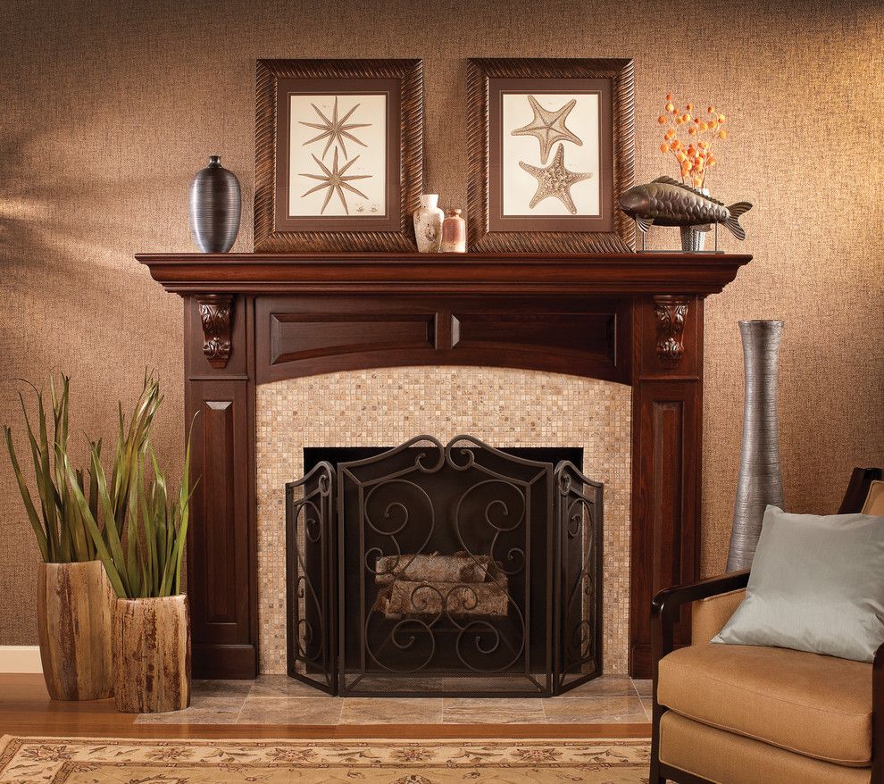 How to Decorate a Fireplace Mantel for a Traditional Living Room with a Tools and a Stunning Focal Point by Dura Supreme Cabinetry