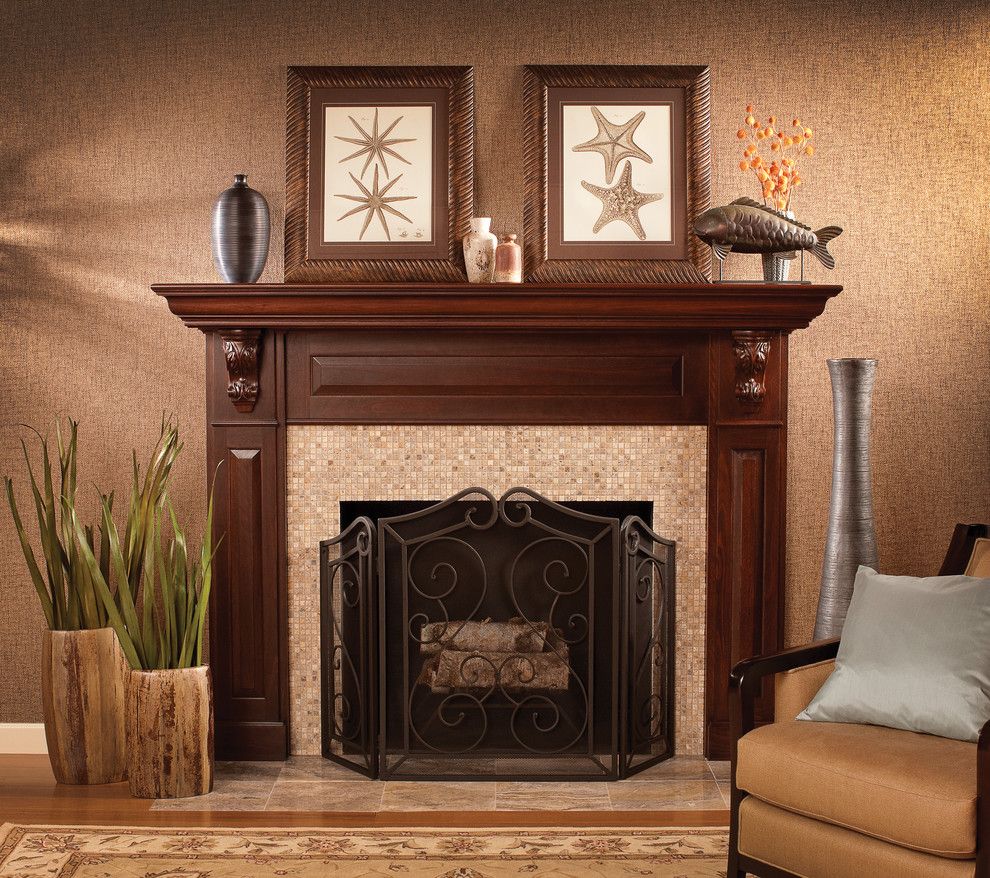 How to Decorate a Mantel for a Traditional Living Room with a Family Room Fireplaces and a Stunning Focal Point by Dura Supreme Cabinetry