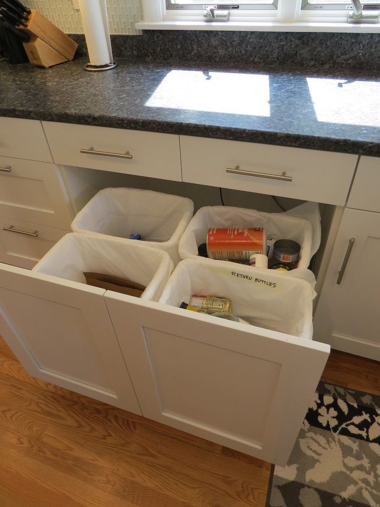 How to Fix a Garbage Disposal for a Beach Style Kitchen with a Glass Tile and Boothbay Harbor   Kitchen Remodel by Robin Amorello, Ckd Caps   Atmoscaper Design