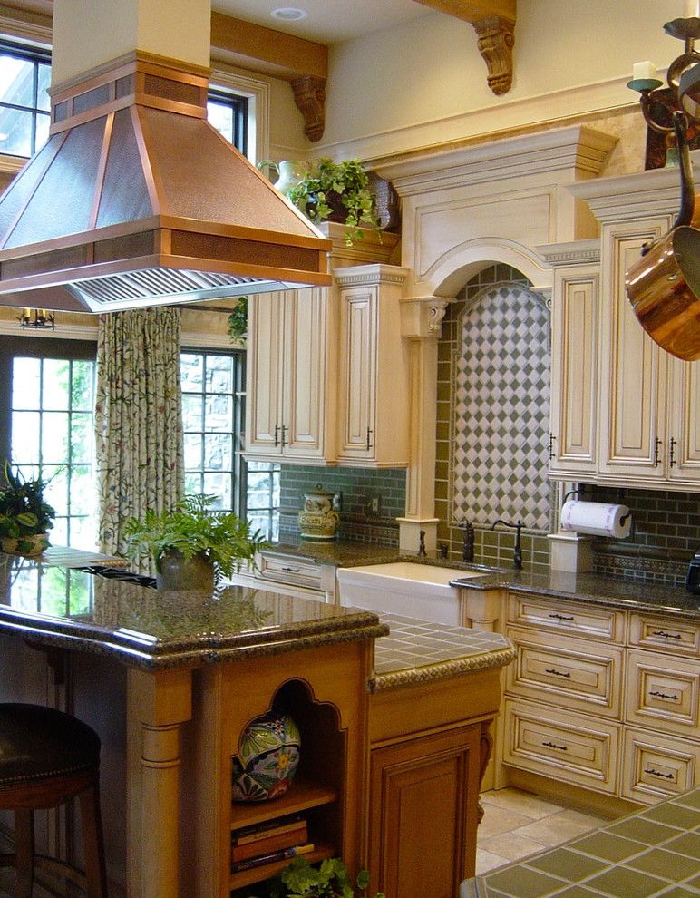 How to Glaze Cabinets for a Traditional Kitchen with a Beam Ceiling and Traditional Kitchen by Miniongutierrez.com