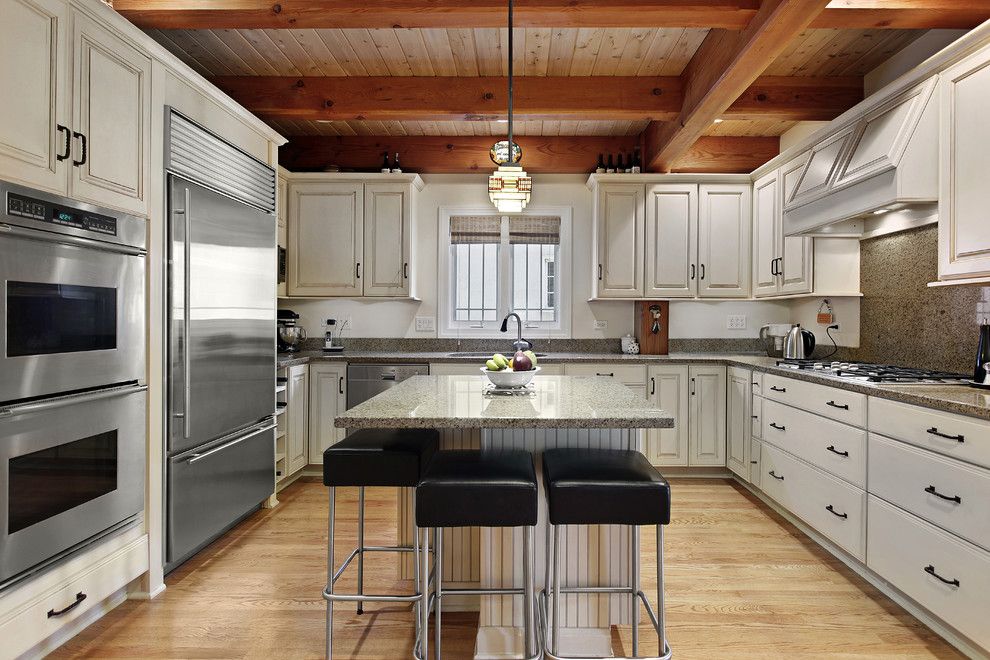 How to Glaze Cabinets for a Traditional Kitchen with a Kitchen Island and Traditional Kitchen by Cliqstudios.com