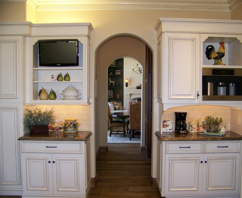 How to Glaze Cabinets for a Traditional Kitchen with a Wood Flooring and View Towards Dining Room by Design Moe Kitchen & Bath / Heather Moe Designer