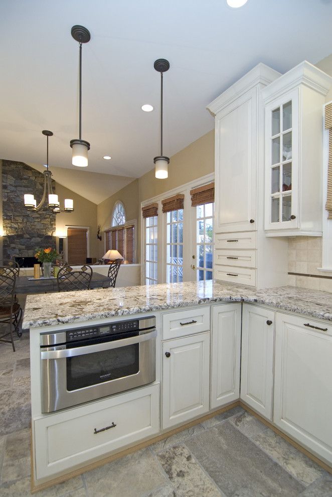 How to Install Granite Countertops for a Traditional Kitchen with a Pendant Lighting and Case Design/remodeling, Inc. by Case Design/remodeling, Inc.