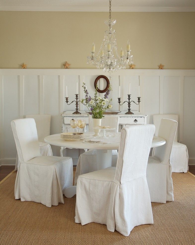 How to Install Wainscoting for a Shabby Chic Style Dining Room with a Tall Wainscoting and Coastal Living Residence by Tweak Your Space