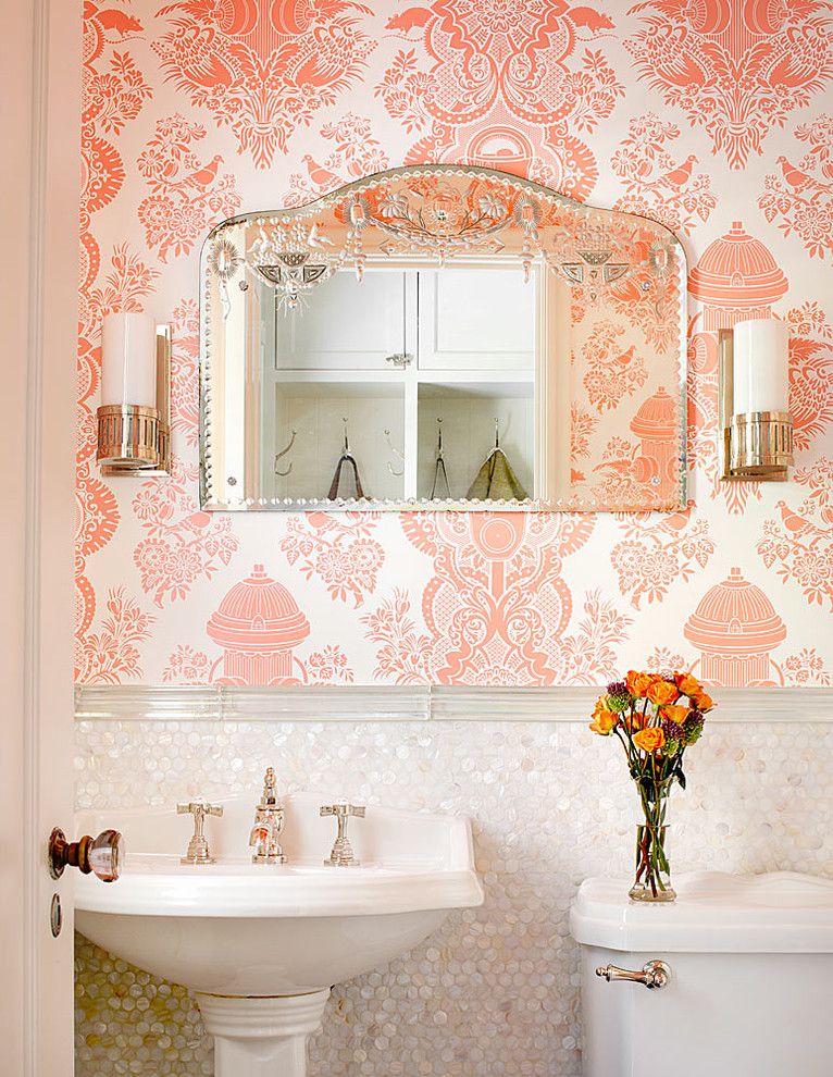 How to Install Wainscoting for a Traditional Powder Room with a Sconce and Winnetka Residence by Alan Design Studio