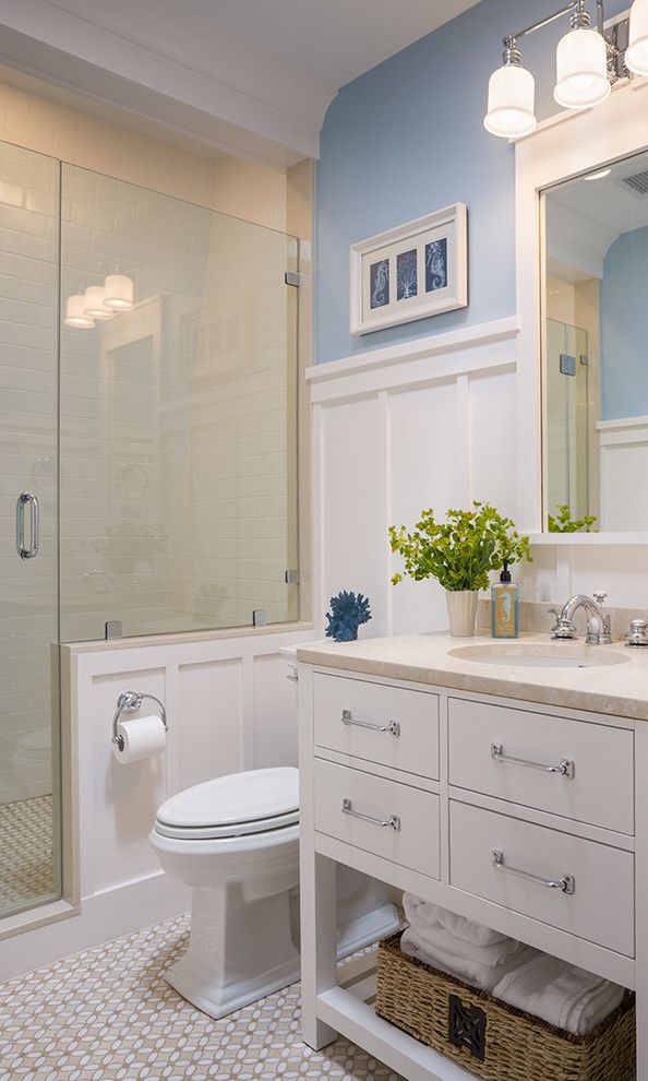 How to Install Wainscoting for a Victorian Bathroom with a Towel Storage and Coastal Victorian Renovation by Ronald F. Dimauro Architects, Inc.