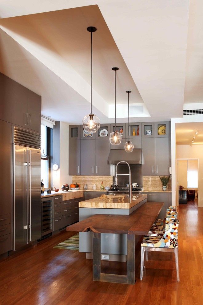 How to Organize Kitchen Cabinets for a Contemporary Kitchen with a Wood Floors and Vp Interiors 2010 by Valerie Pasquiou Interiors + Design, Inc