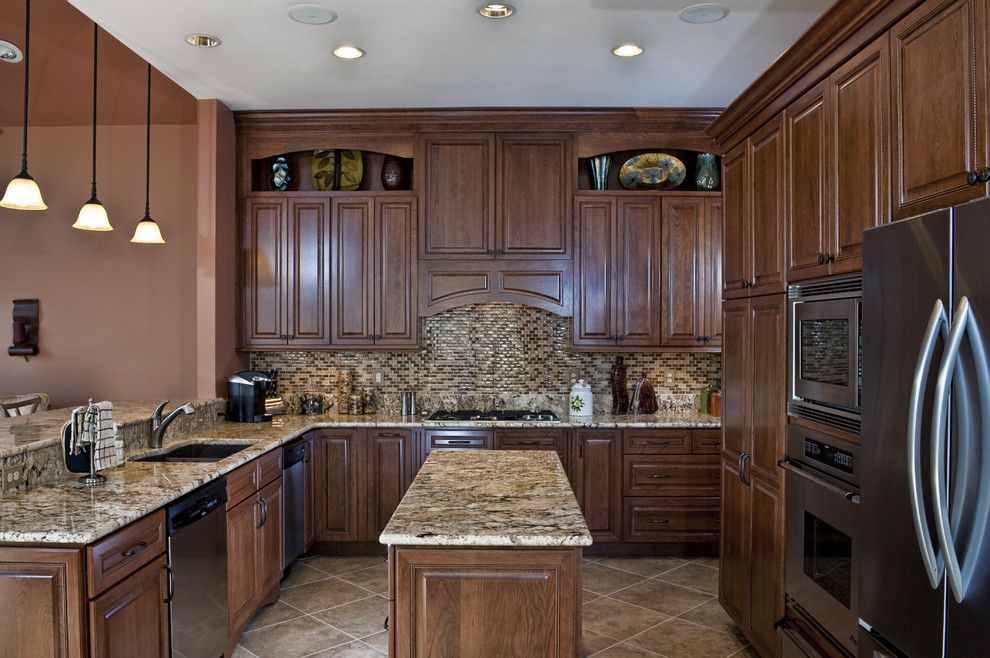 How to Organize Kitchen Cabinets for a Traditional Kitchen with a Mini Subway Tile and Leesburg Traditional Kitchen   Island by Synergy Design & Construction