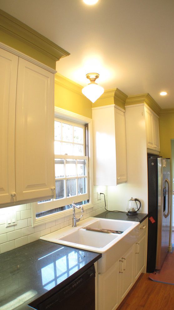 How to Patch Drywall for a Craftsman Kitchen with a Subway Tile and Bungalow Kitchen by the Alexander Building Co.