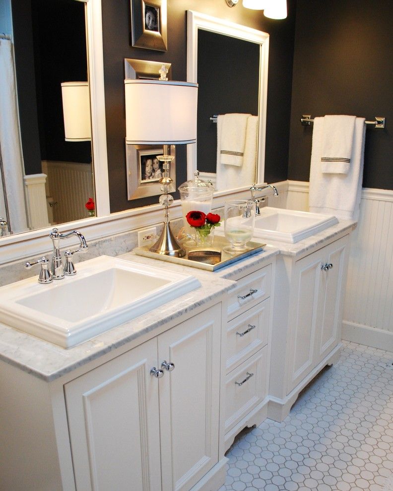 How to Seal Grout for a Traditional Bathroom with a Black Wall and Traditional Bathroom by Judith Balis Interiors