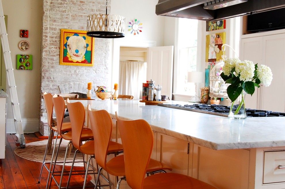 How to Whitewash Brick for a Eclectic Kitchen with a Kitchen and My Houzz: Colorful Eclectic Style in a Traditional New Orleans Home by Corynne Pless