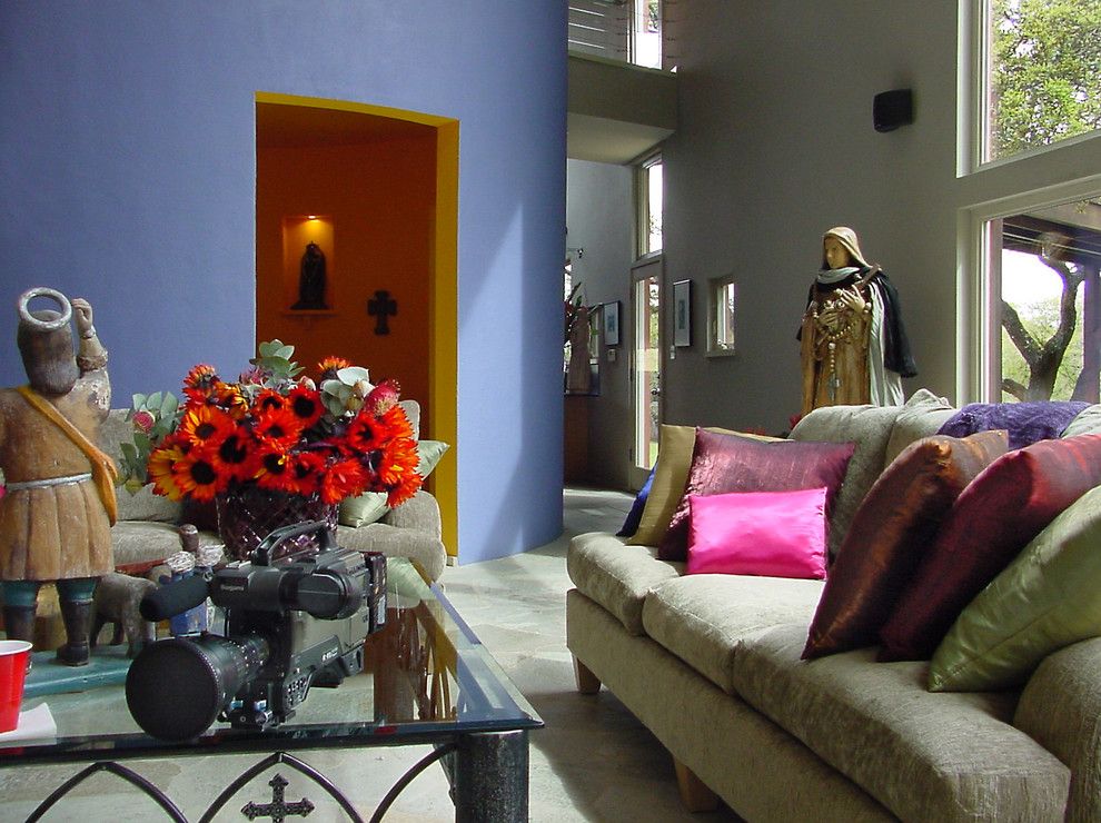 Humara for a Modern Living Room with a Flagstone Floors and Modern Hacienda by Ignacio Salas Humara Architect Llc