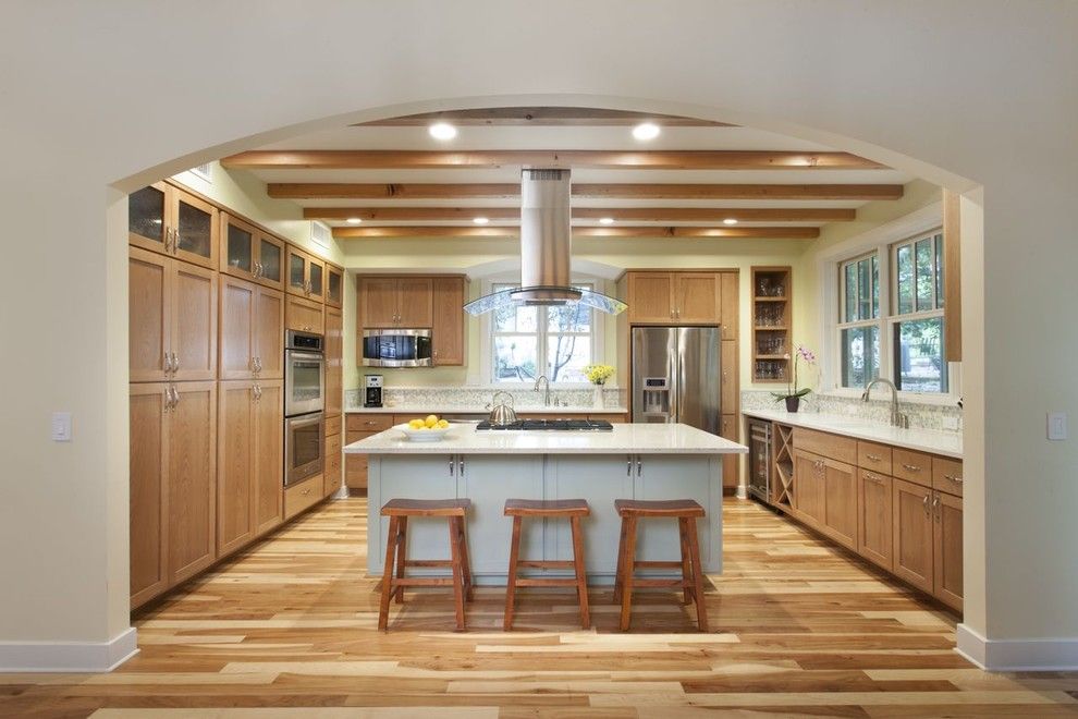 Icestone for a Contemporary Kitchen with a Exposed Beams and Kitchen by Heimsath Architects