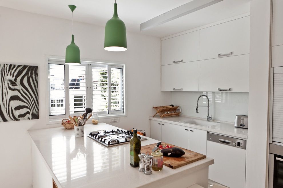 Ikea Akurum for a Contemporary Kitchen with a Green Pendant Lights and Apartment   Hadar Yosef ,Tel Aviv by Sk Designers   Shimrit Kaufman