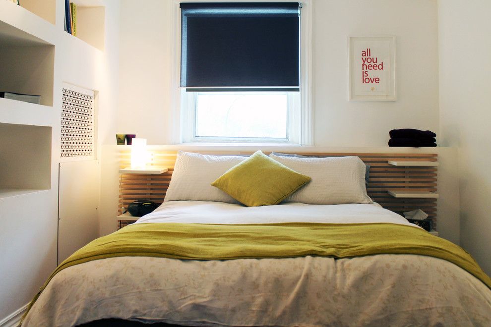 Ikea Bedroom Ideas for a Transitional Bedroom with a Basement and My Houzz: Creative Solutions Transform a Tricky Basement Studio by Laura Garner