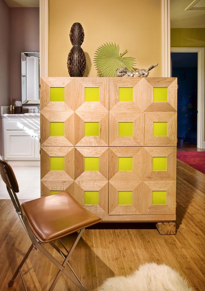 Ikea Besta Planner for a Contemporary Home Office with a Mid Century Modern and Home Office Cabinet in Guestroom in Sonoma Residence by Adeeni Design Group