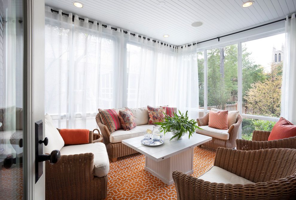 Ikea Curtain Rods for a Transitional Sunroom with a Sun Porch and Hyde Park Renovation by Tom Stringer Design Partners