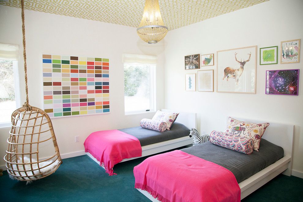 Ikea Malm for a Eclectic Kids with a Kids Bedroom and Twin Girls Bedroom by Abaca Interiors