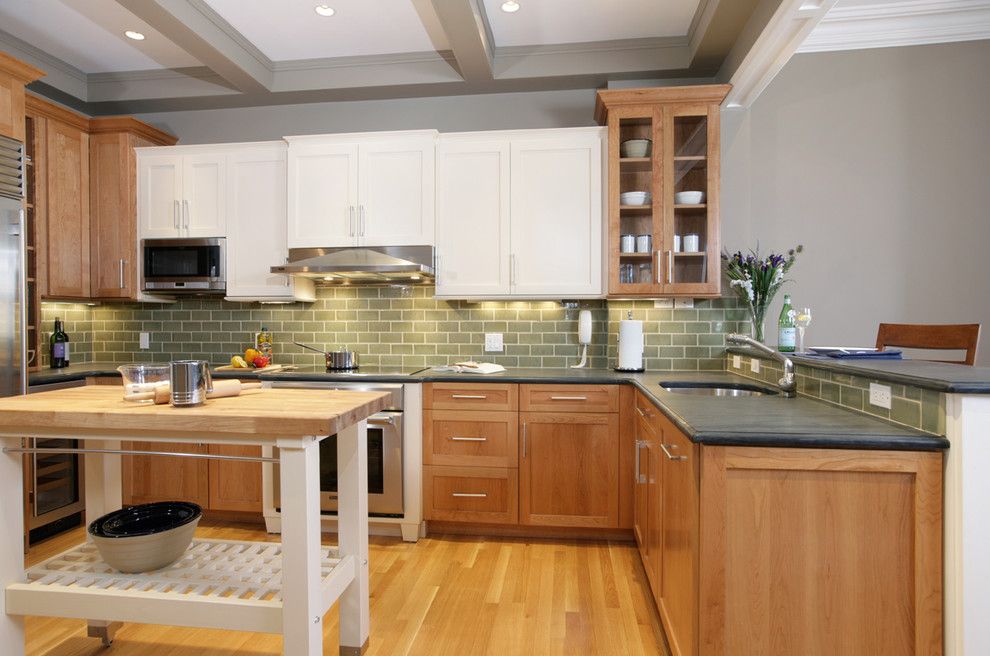 Ikea Microwave for a Traditional Kitchen with a Wood Floor and Traditional Kitchen by Renovation Planning, Llc