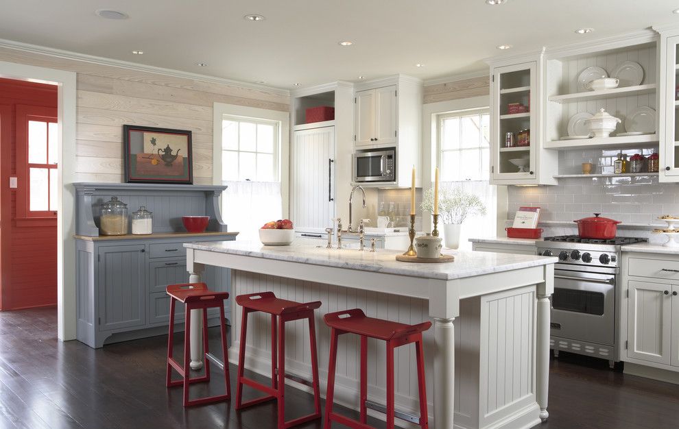 Ikea Microwave for a Traditional Kitchen with a Wood Wall and Historic Cottage Renovation Kitchen by Trehus Architects+Interior Designers+Builders