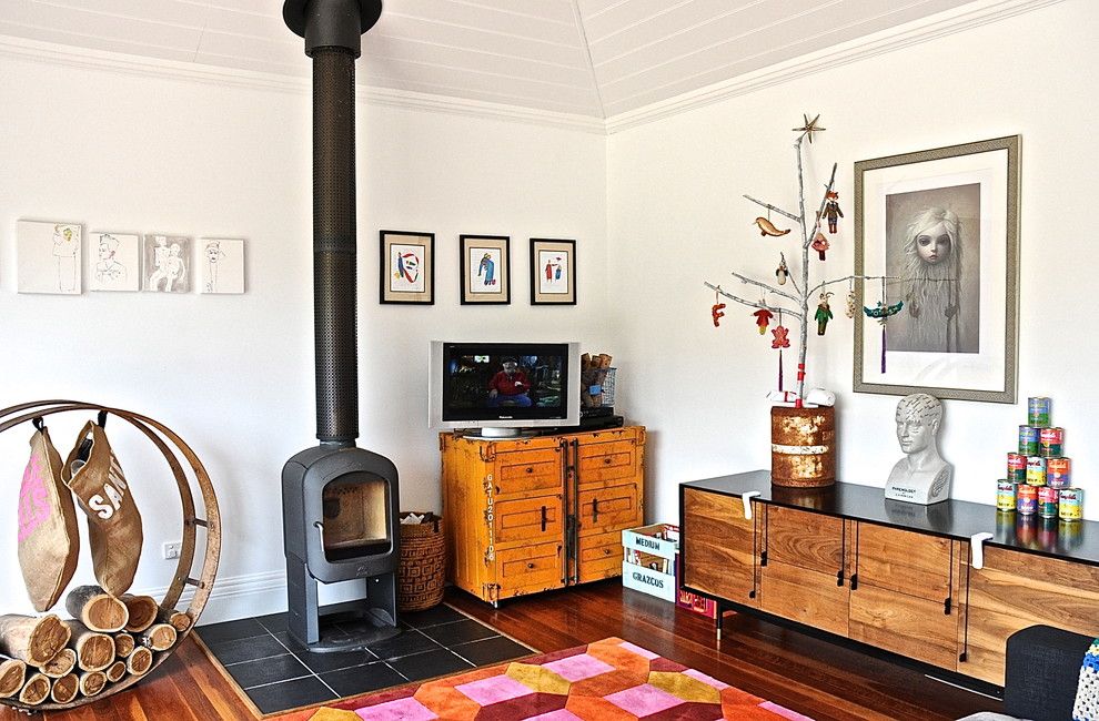 Ikea Stockholm Rug for a Eclectic Living Room with a Firewood and Woodside by Luci.d Interiors