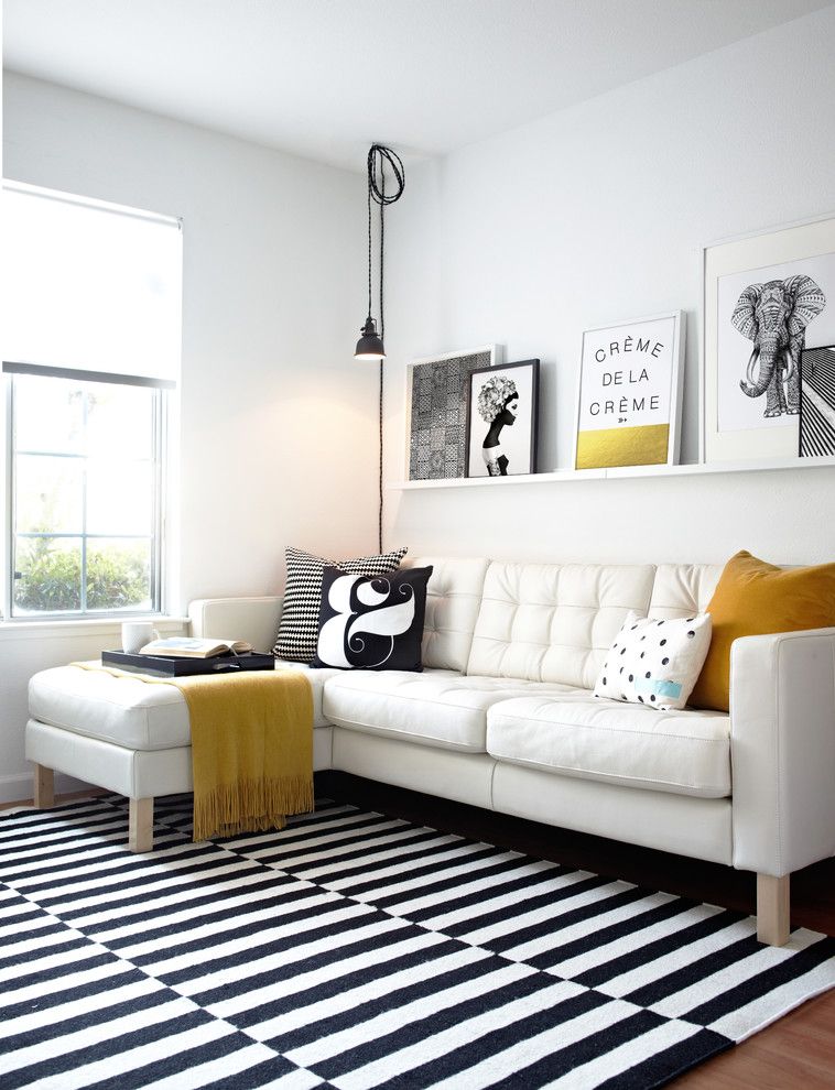 Ikea Stockholm Rug for a Scandinavian Family Room with a Black and White Striped Area Rug and Mountain View Townhouse by Studio Revolution