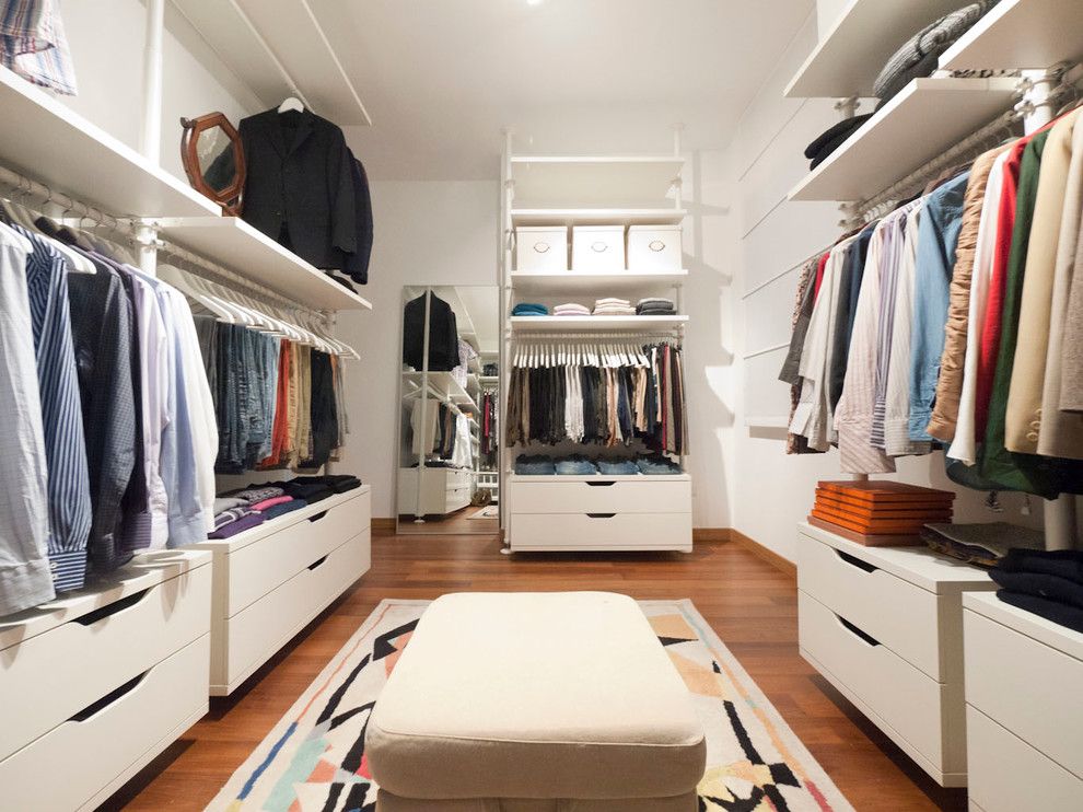 Ikea Stolmen for a Modern Closet with a Closet Storage and Walk in Closet by Liadesign