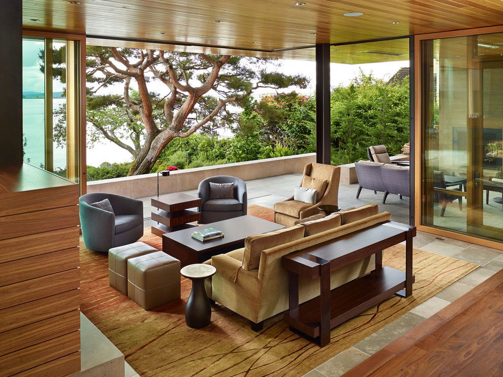 Ikea Swivel Chair for a Contemporary Porch with a Metal Stairs and Courtyard House by Deforest Architects