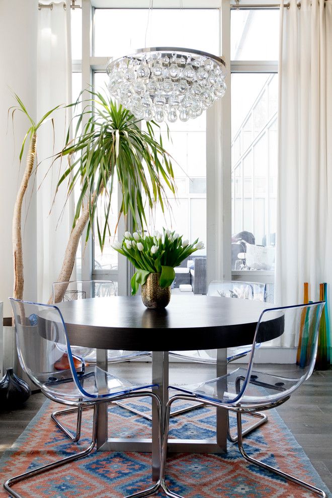 Ikea Swivel Chair for a Eclectic Dining Room with a White Curtains and My Houzz: Deby and Vivek by Rikki Snyder