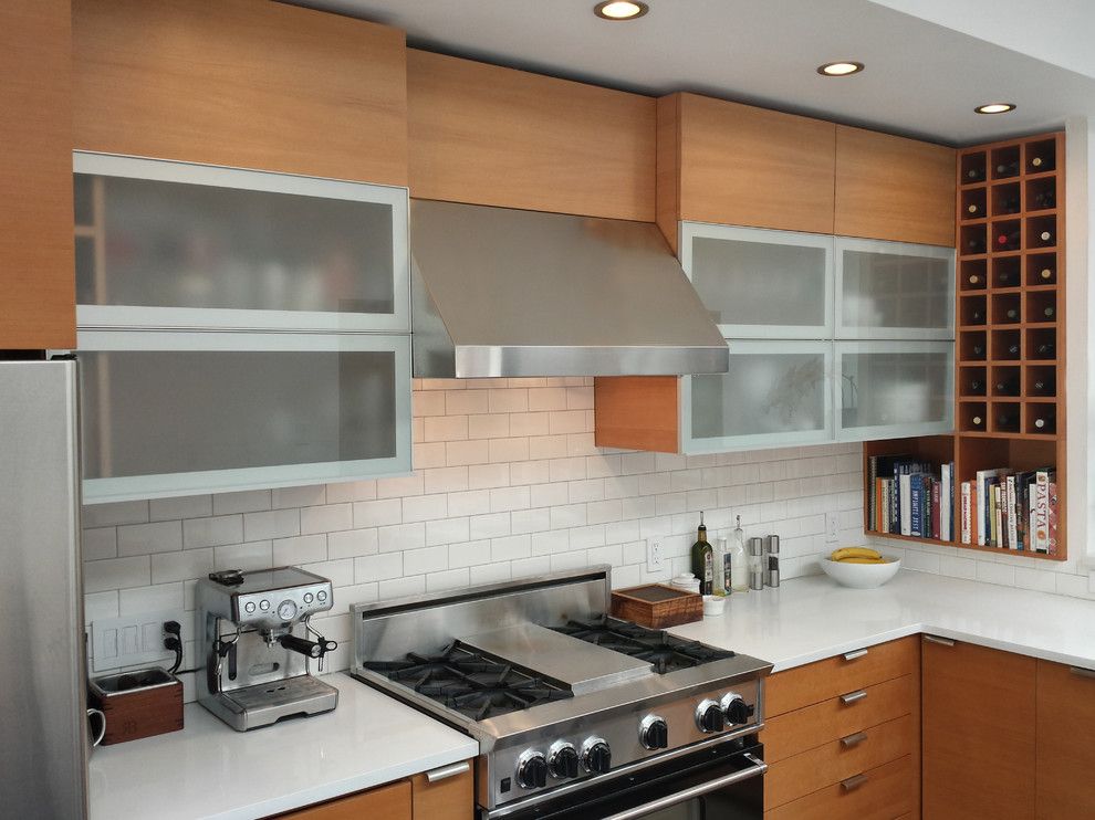 Ikea Varde for a Contemporary Kitchen with a Frosted Glass Cabinets and Glen Park Residence by Barker Wagoner Architects