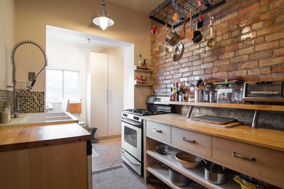 Ikea Varde for a Eclectic Kitchen with a Hanging Pot Rack and My Houzz: Lisa by Lucy Call