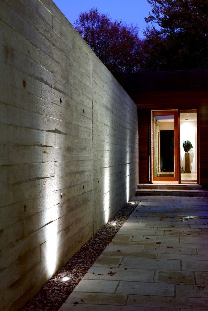 Illuminations Lighting for a Modern Entry with a External Lights and New Forest House by Pad Studio